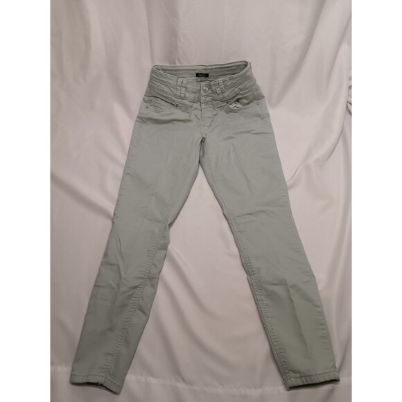 Rue21 Light Green Cropped High Waisted Skinny Jeans Three Button Size Small - Picture 2 of 5